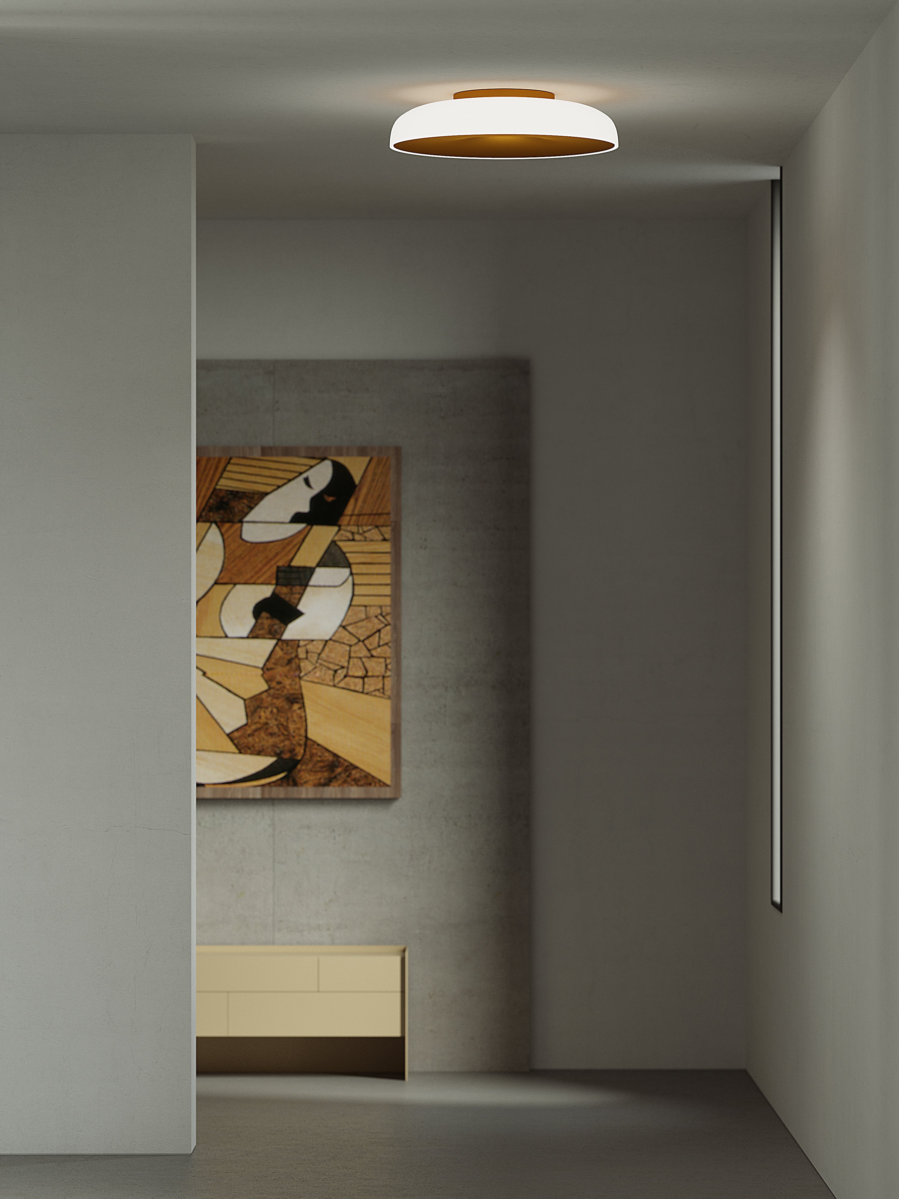 CHET-B ceiling lamp in hammered gray with white