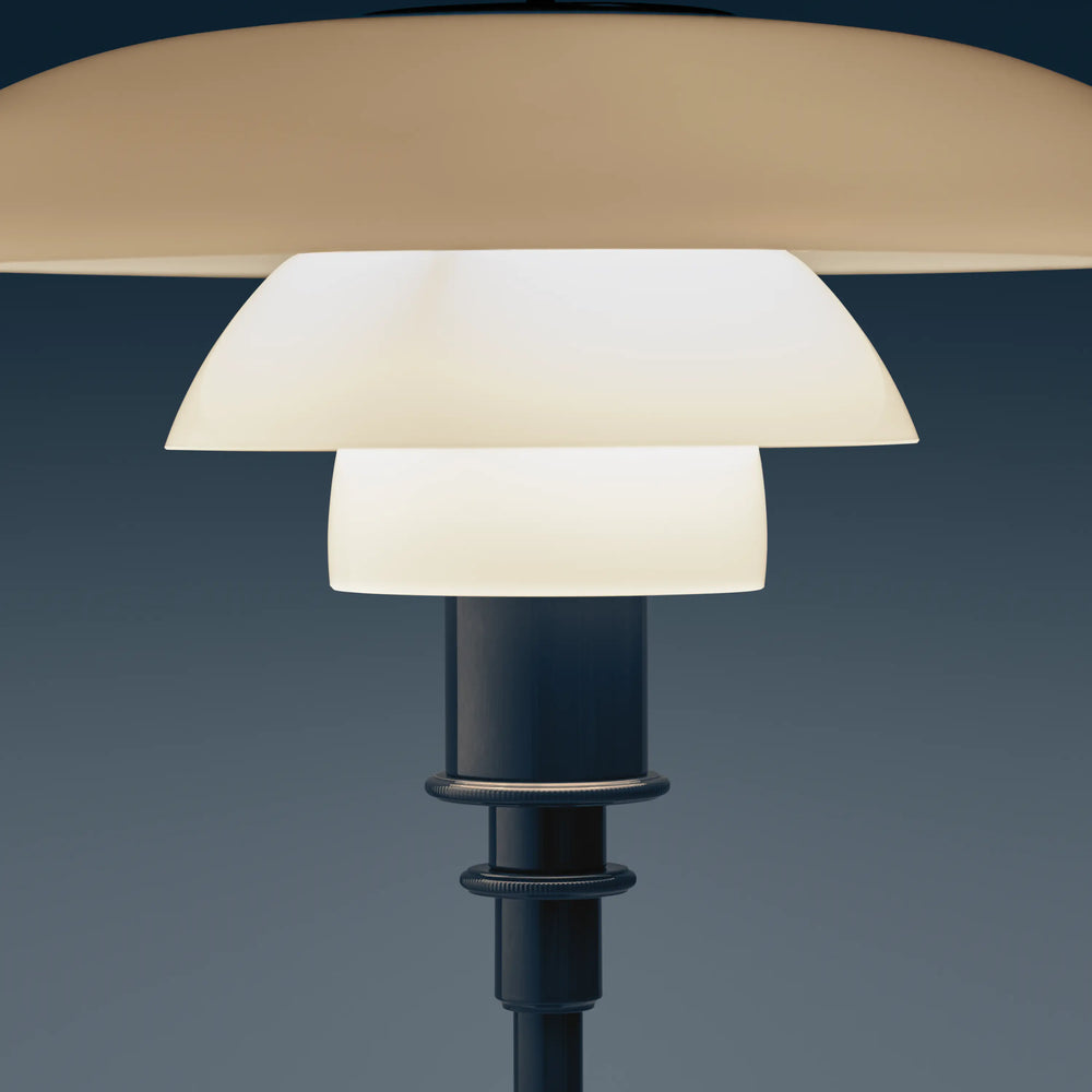 Tischlampe PH 2/1 in Weiß mit blauer Basis