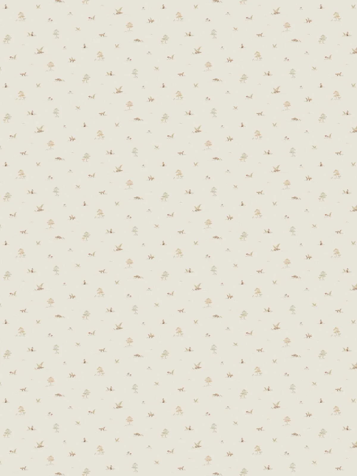 Tapete mit Pflanzen- und Tiermotiv LITTLE FOX hellbeige