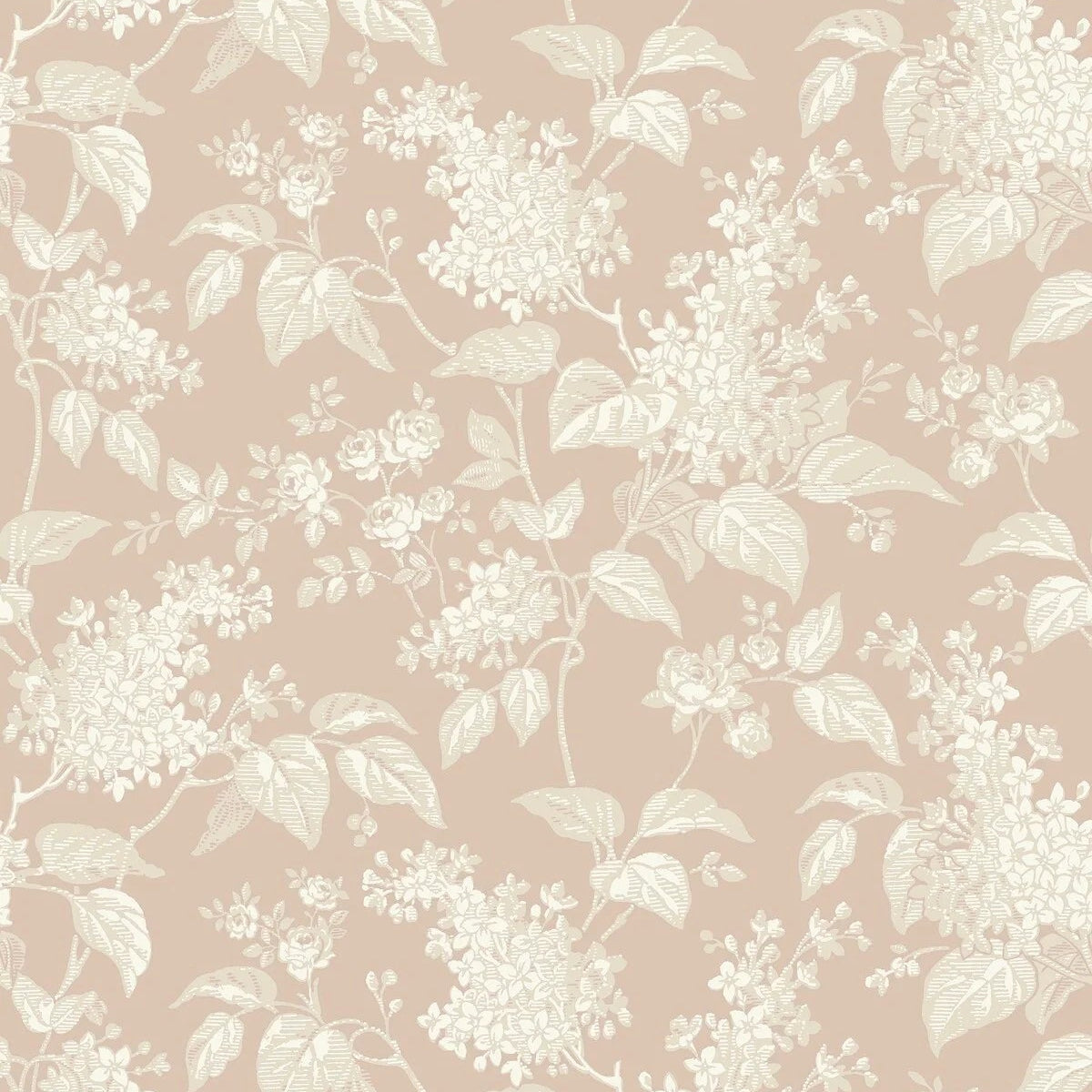 Floral Pattern Wallpaper SYREN Powder Pink with White