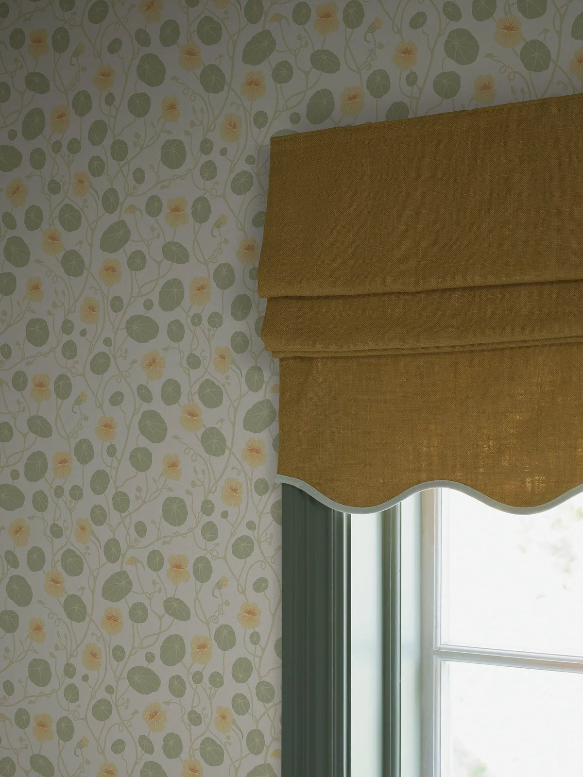 Tapete mit Pflanzenmotiv in Blumen KRASSE weiß mit grün und gelb