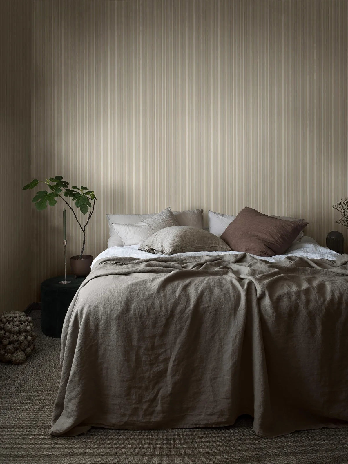 Tapete mit Streifen PÄRLRAND beige mit Weiß