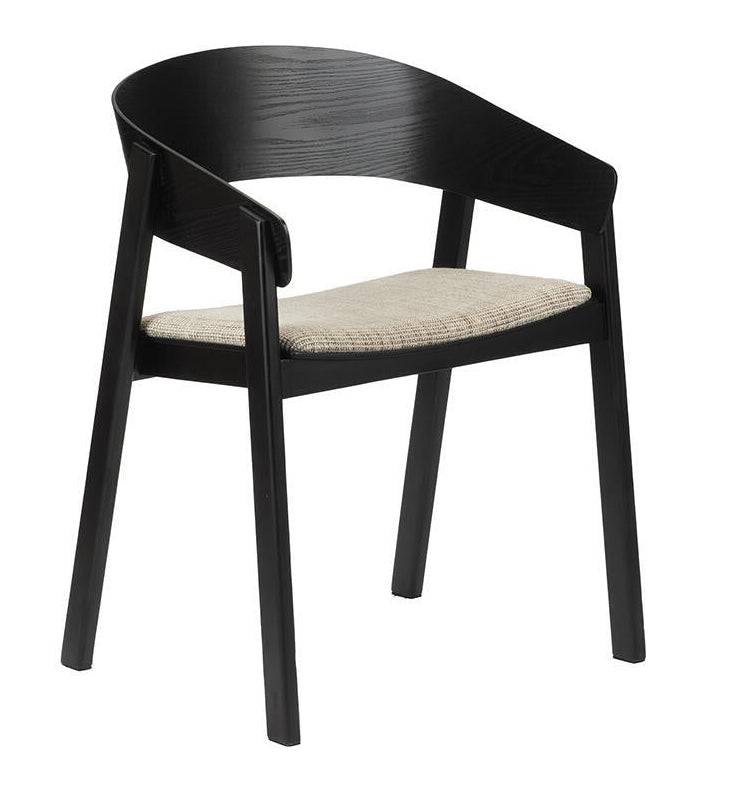 EDO Armchair in Beige with Black Wooden Base