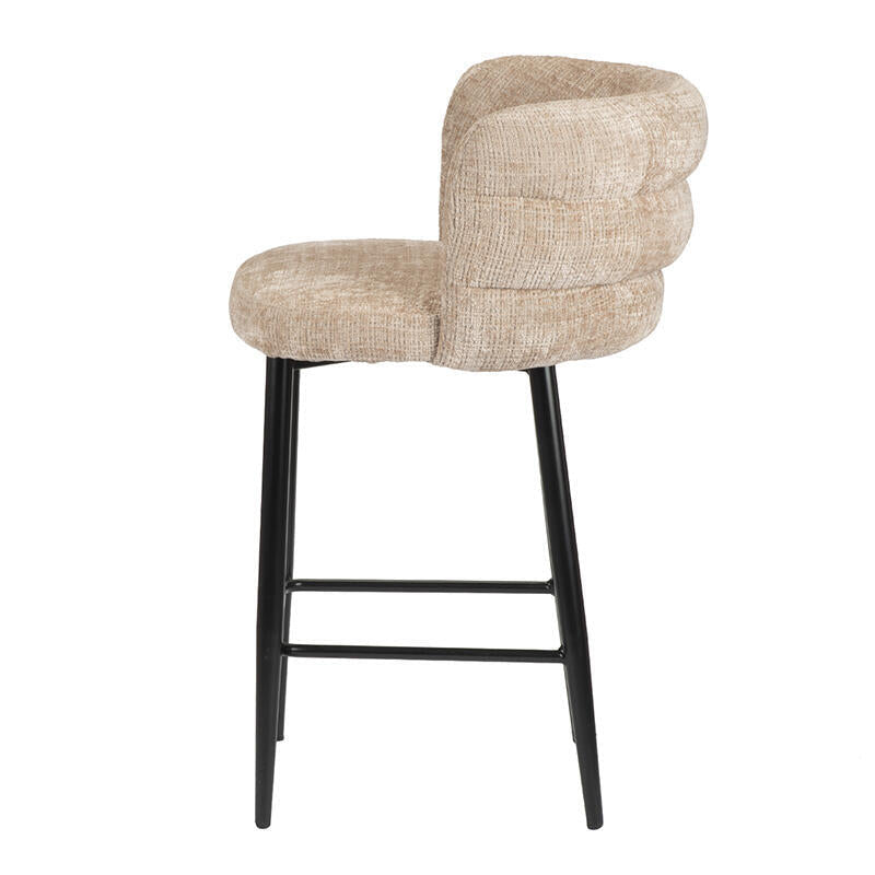 CLOUD Cream Beige Stool with Black Base