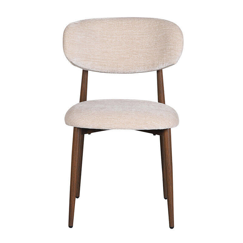 JAPANDI Stuhl beige mit dunklem Holzgestell