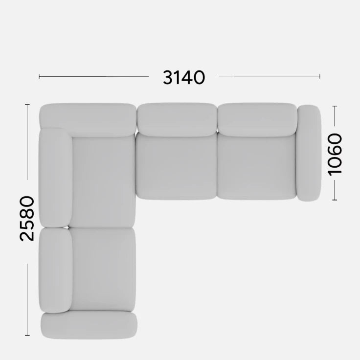 Left-sided corner sofa BABBLE customizable