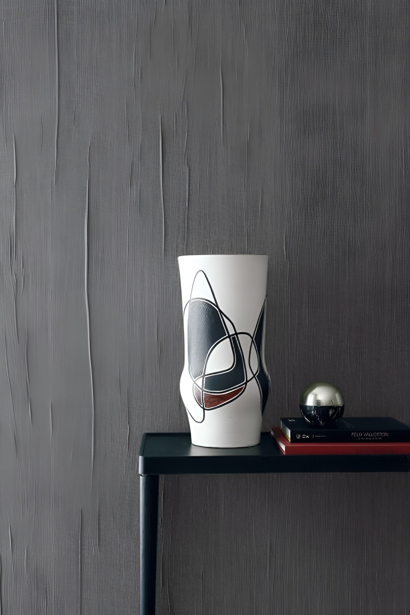 Linen Textured Fabric Wallpaper LINON - FLAX NOIR Muted Brown