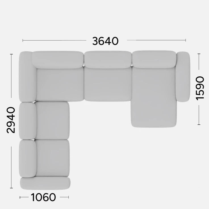 Right-sided corner sofa BABBLE customizable