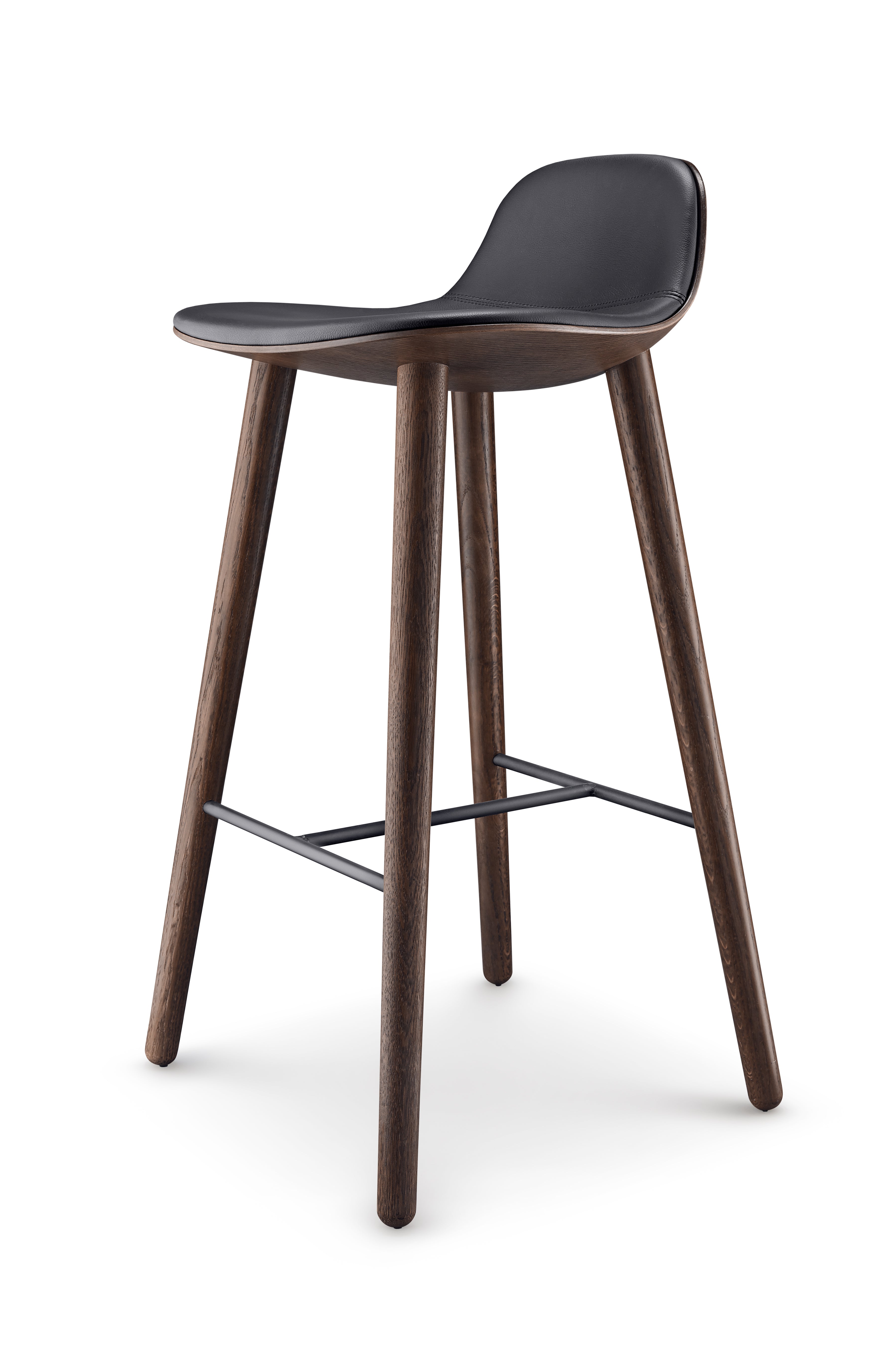 YUUGA stool black with brown base