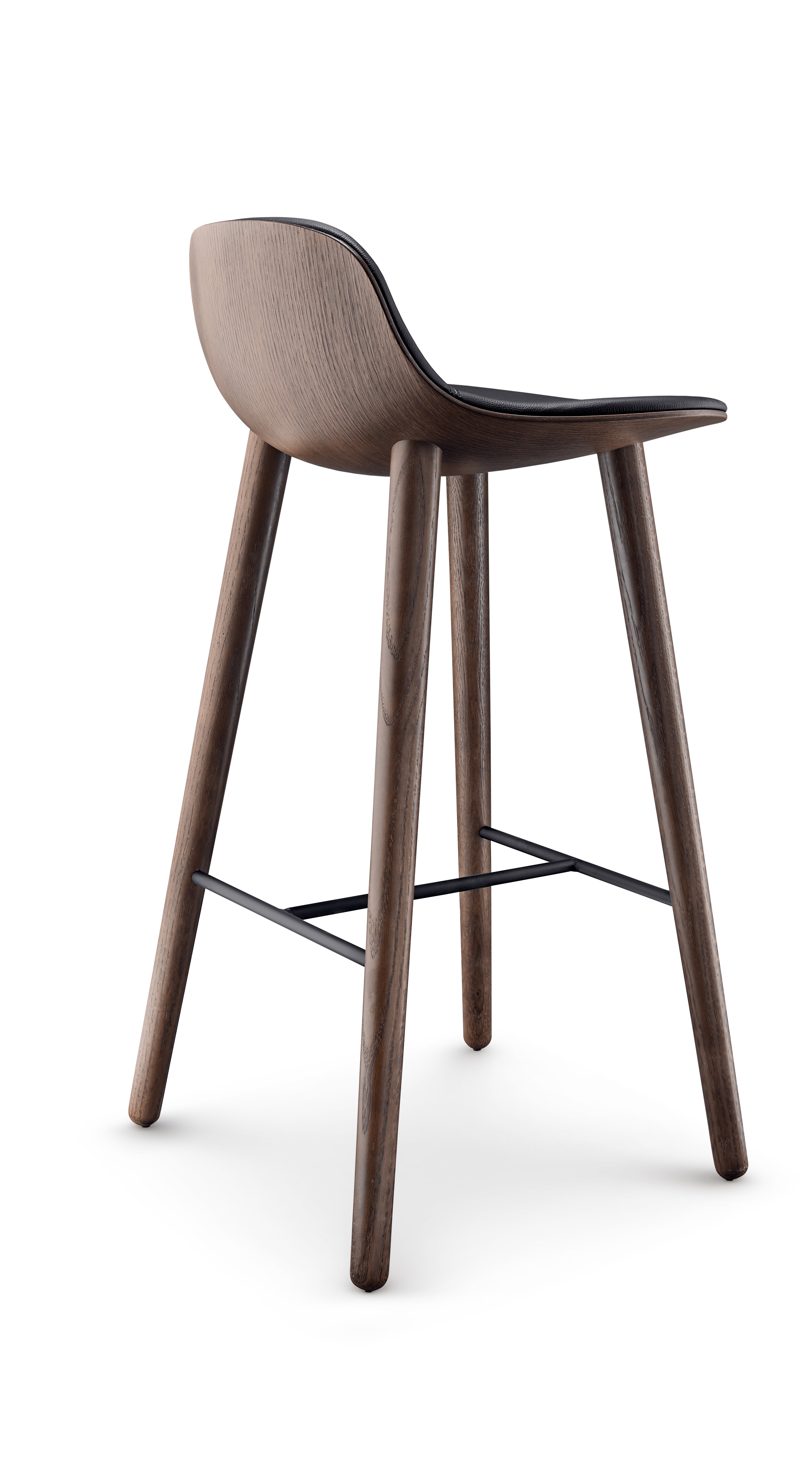 YUUGA stool black with brown base