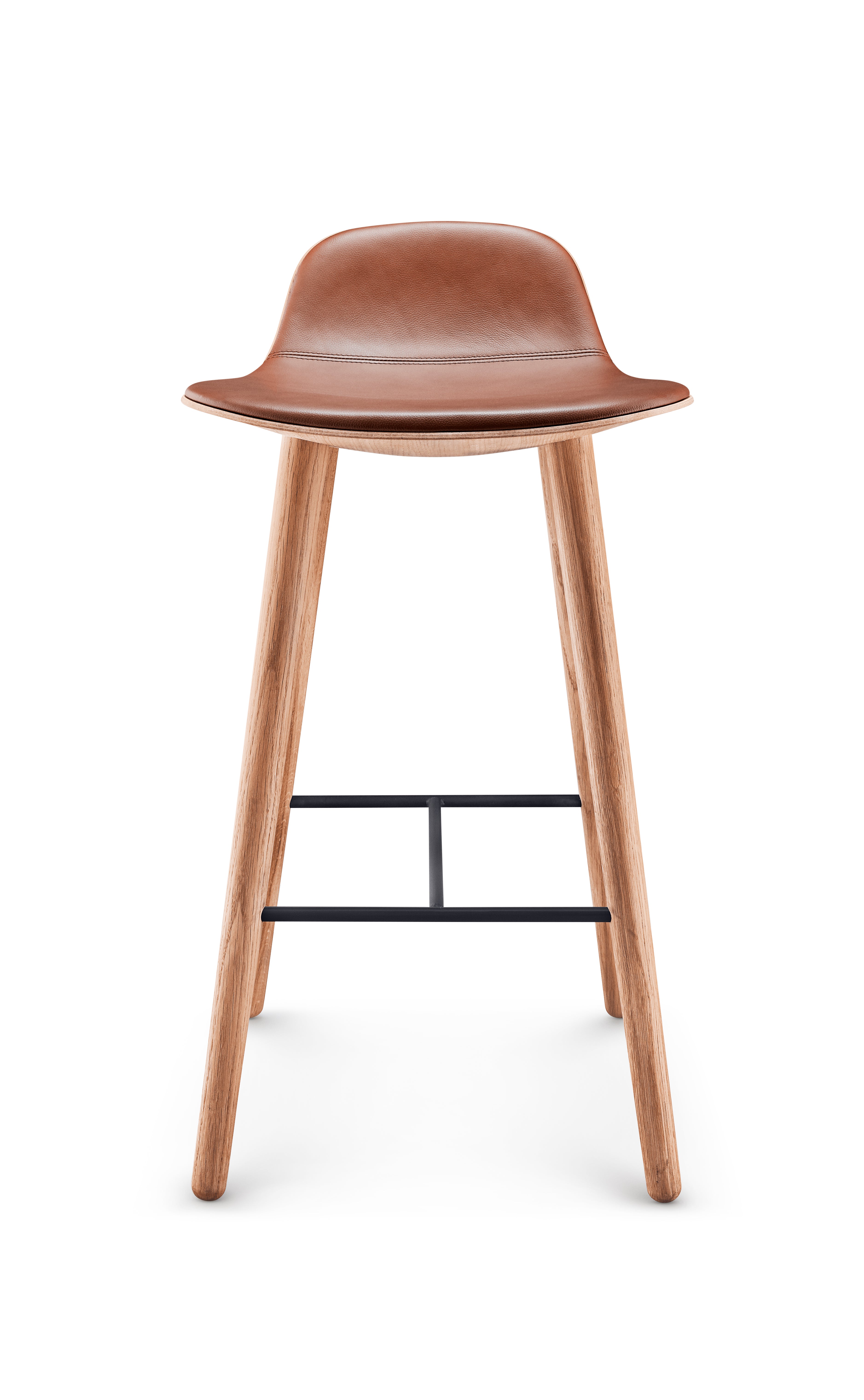 Hocker YUUGA braun mit Holzfuß