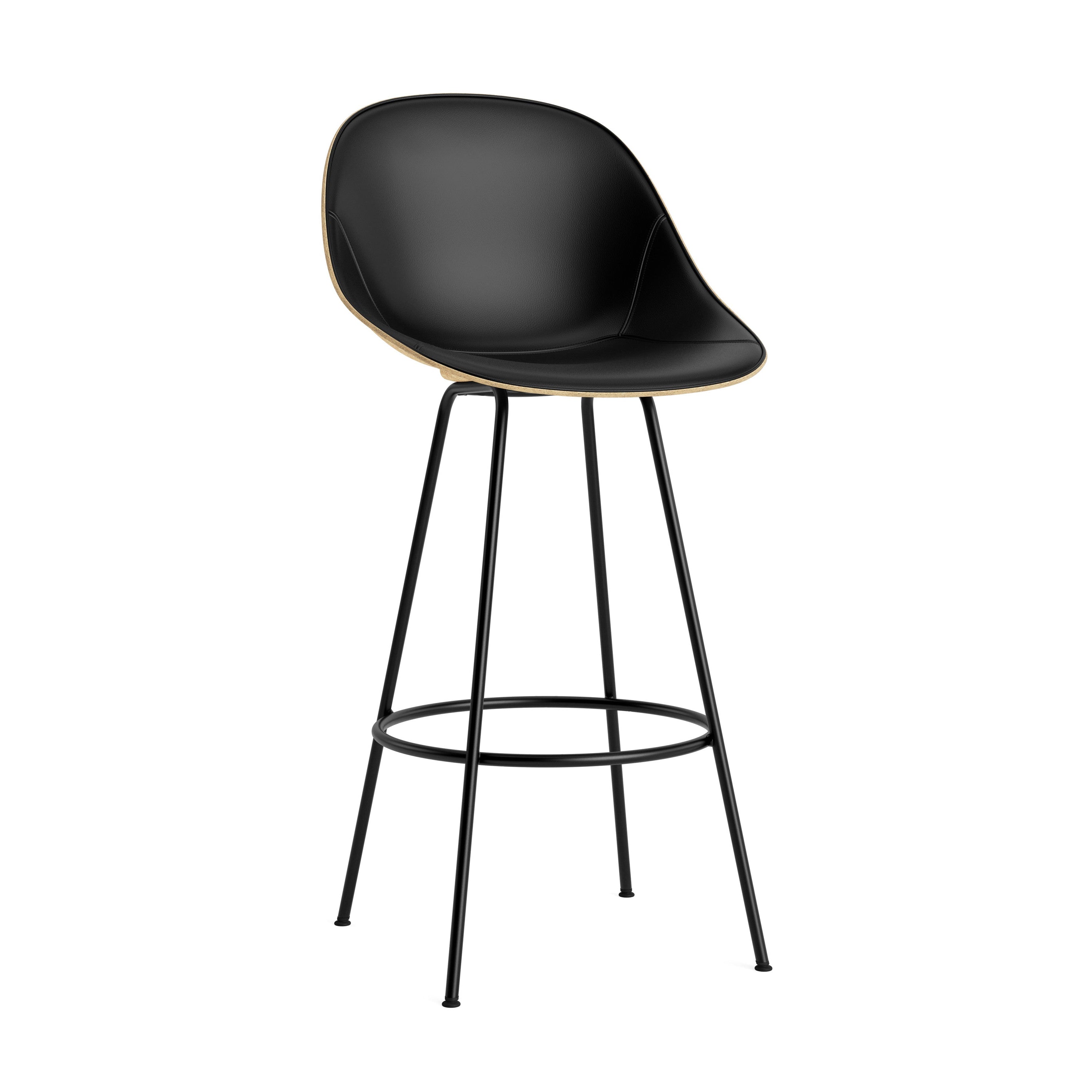 Bar chair upholstered with a back of the green mat with a black base