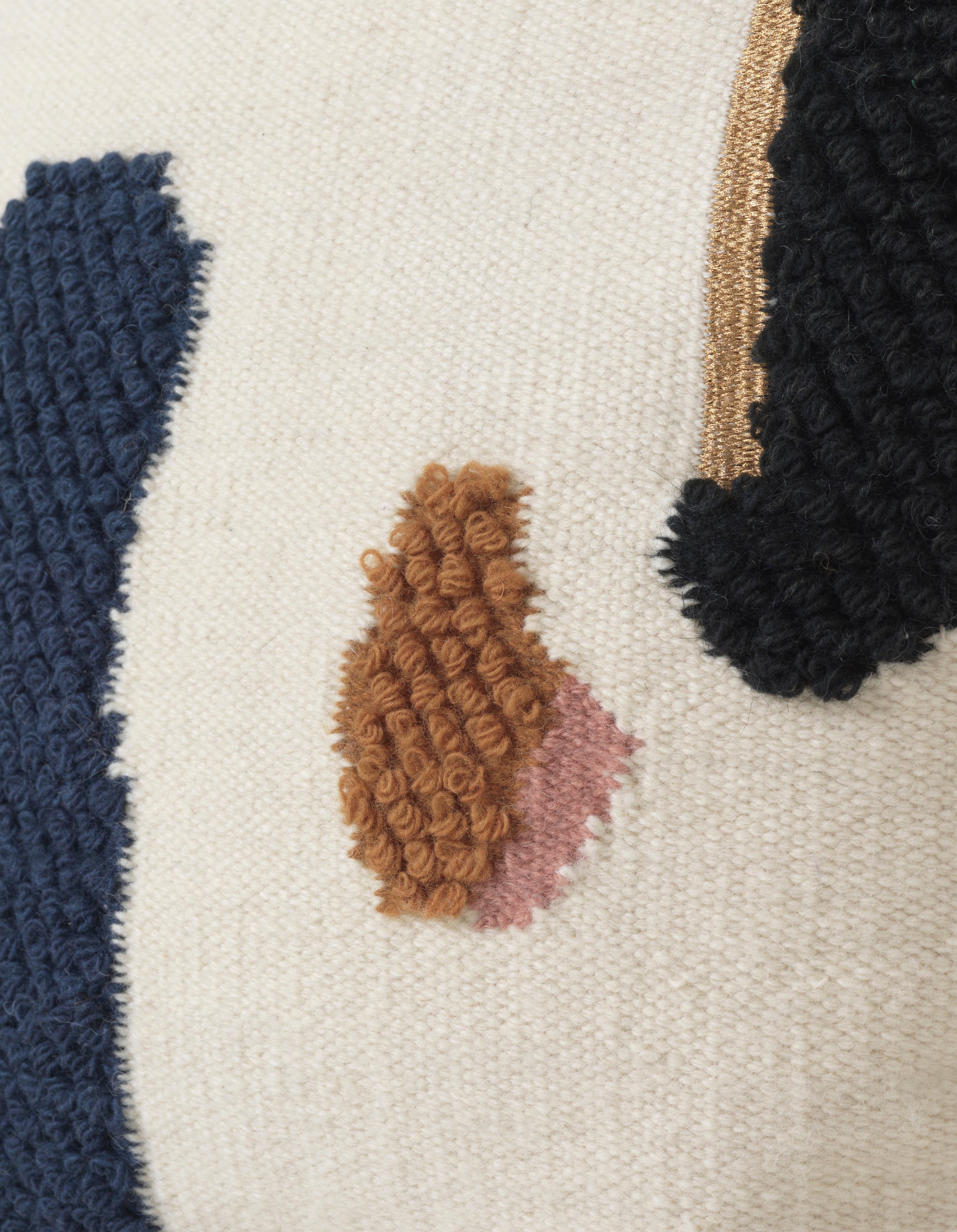 LOOP Cushion Cream with Blue and Brown