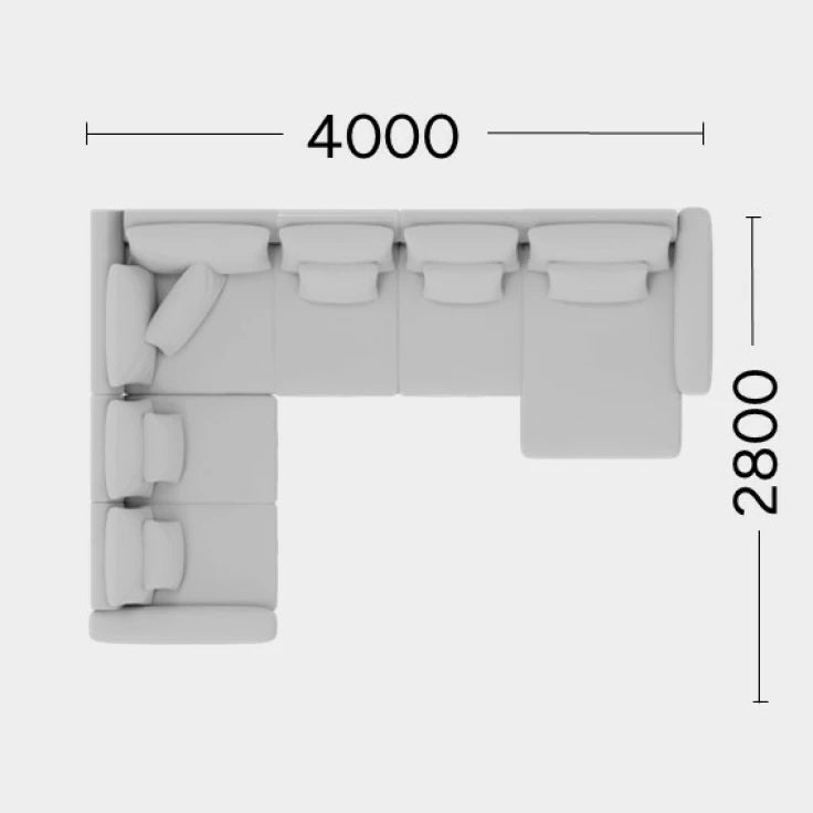 Right-facing modular corner sofa NOOR customizable