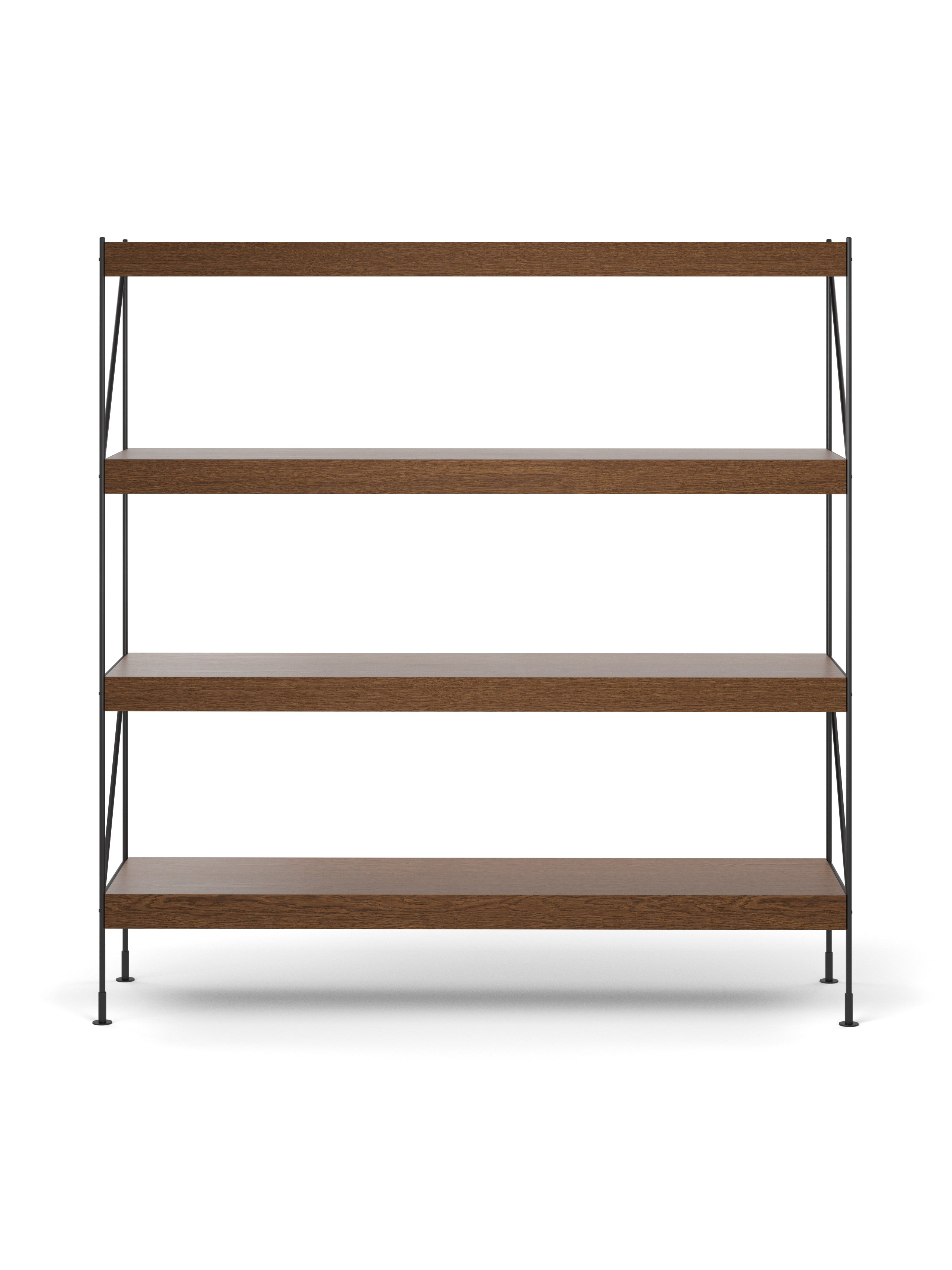 ZET shelf in dark oak wood with a black frame