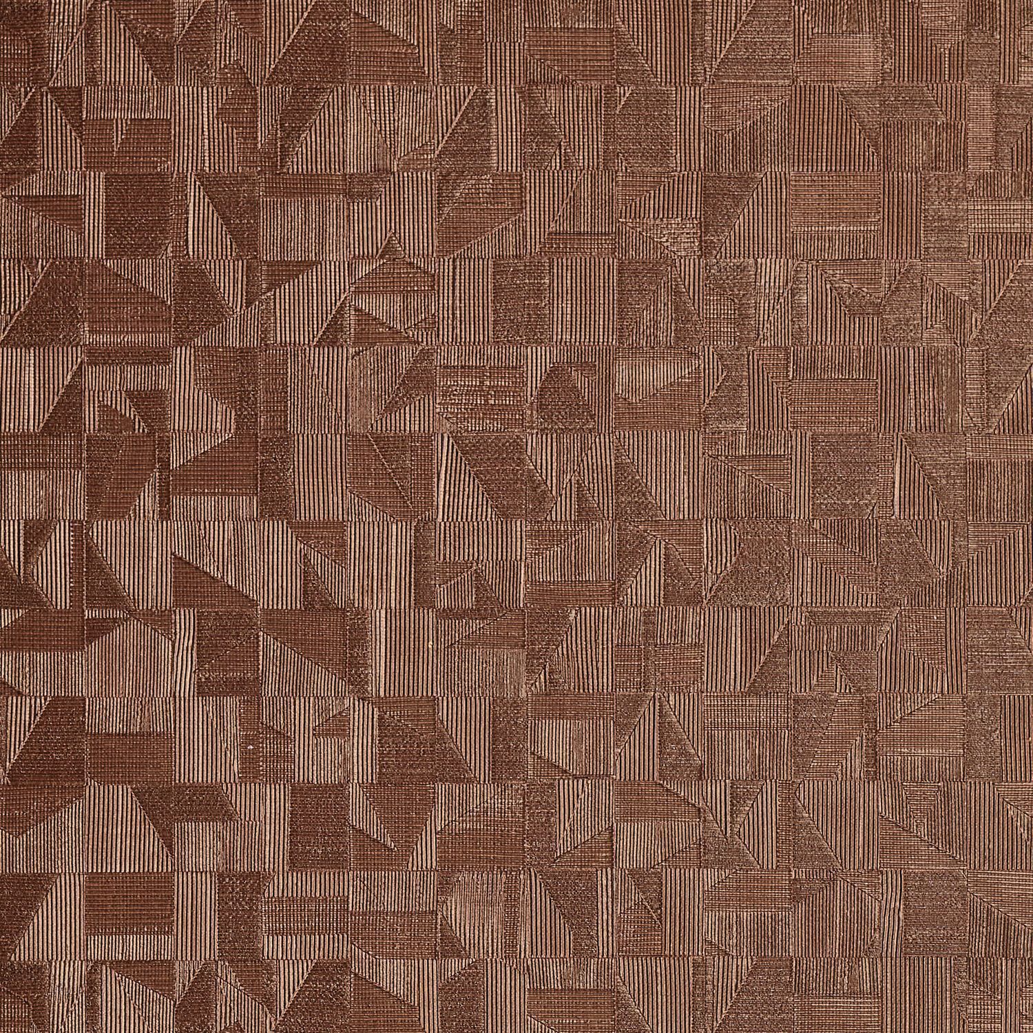 Metallic Structural Wallpaper with Mosaic Pattern TIZNIT - ACAJOU/DORE Dark Brown with Gold
