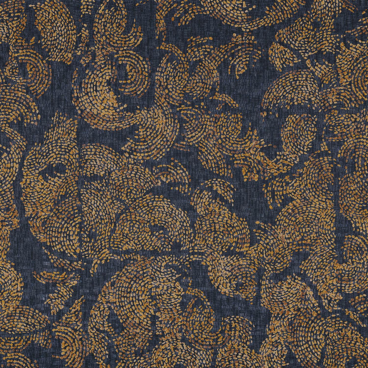 Strukturierte Tapete mit Mosaikornamenten VENETIE - MARINE/DORE marineblau mit Gold