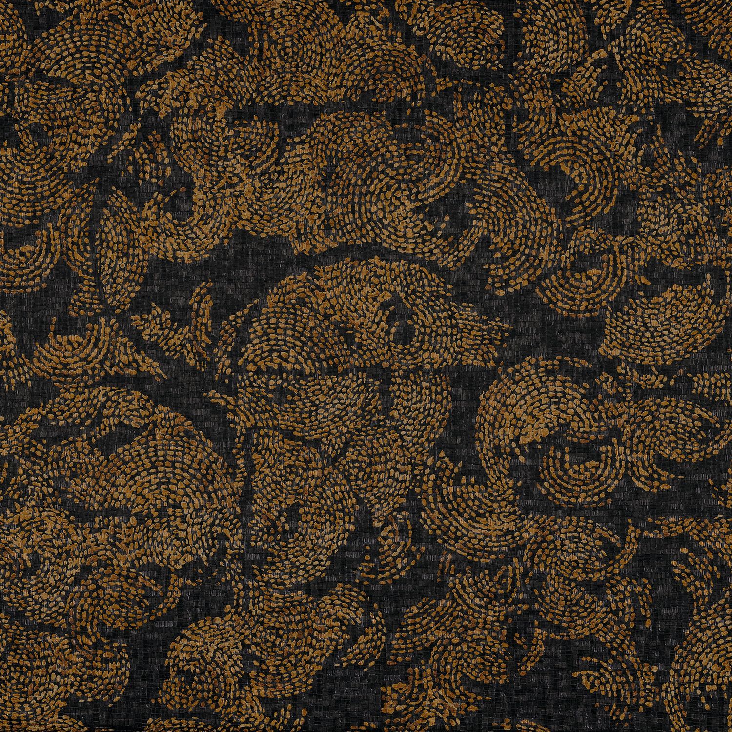 Structural wallpaper with mosaic in VENETIE - NOIR/DORE black and gold