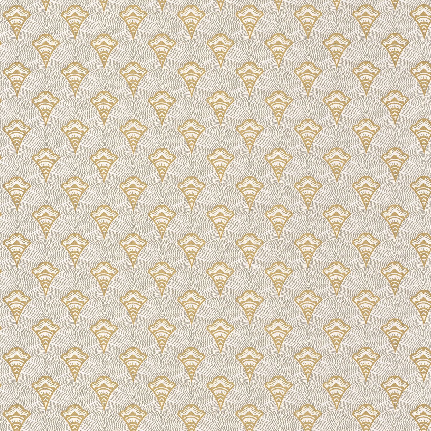 Structural wallpaper with an abstract fan pattern ADENIUM - SABLE sandy with gold