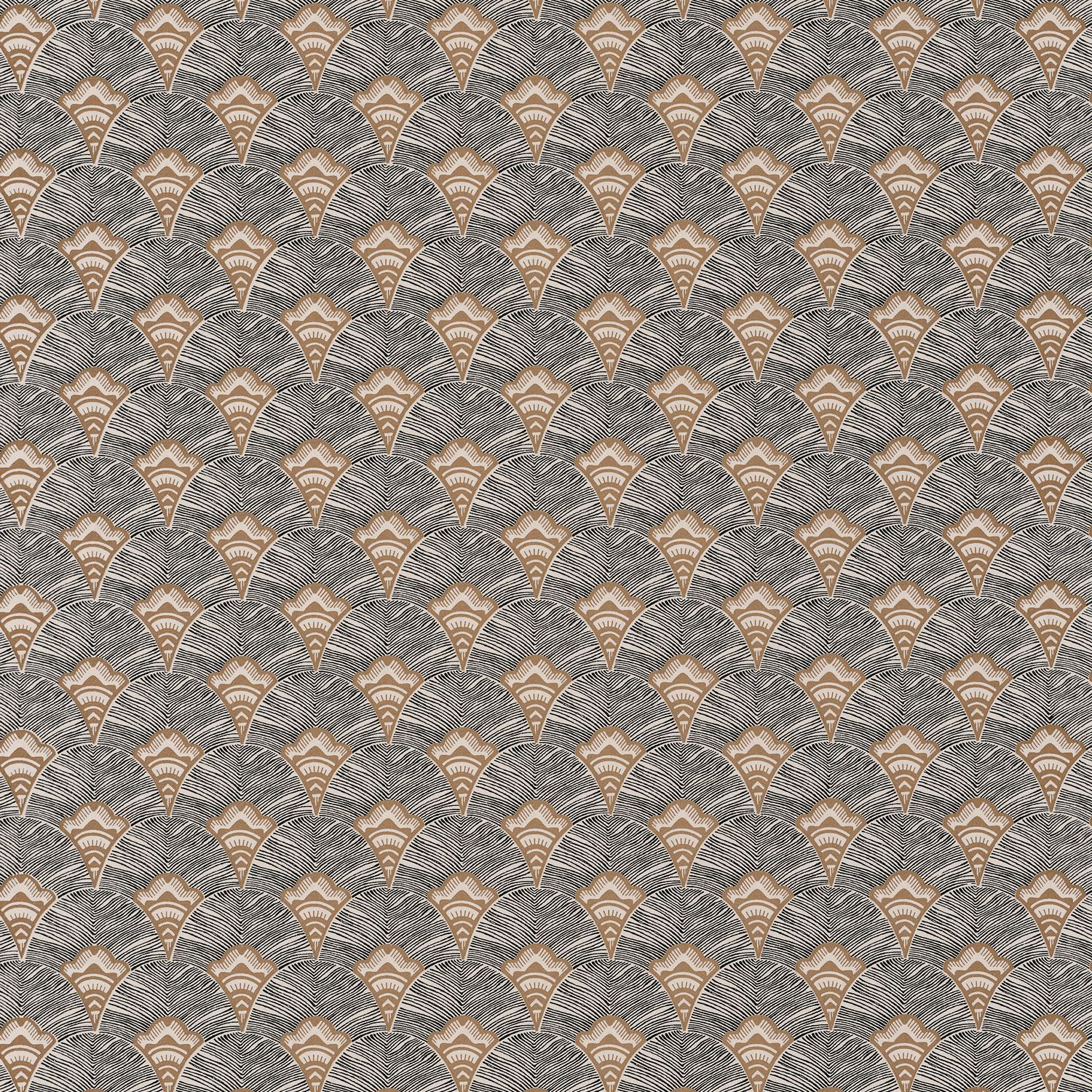 Struktur-Tapete mit abstraktem Fächer-Muster ADENIUM - MORDORE grau mit Gold