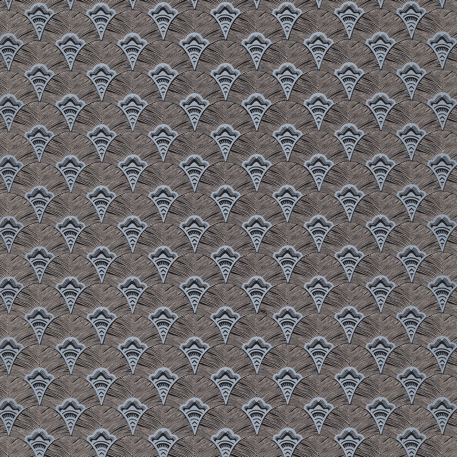 Structural wallpaper with an abstract fan pattern ADENIUM - MARINE/PIERRE BLEUE brown with blue