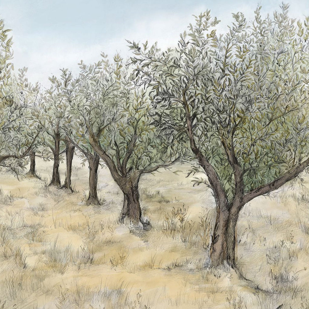 Wandbild mit Landschaftsdesign und Baum-Motiv LAURIS INT - KAKI/CIEL khaki mit Blau