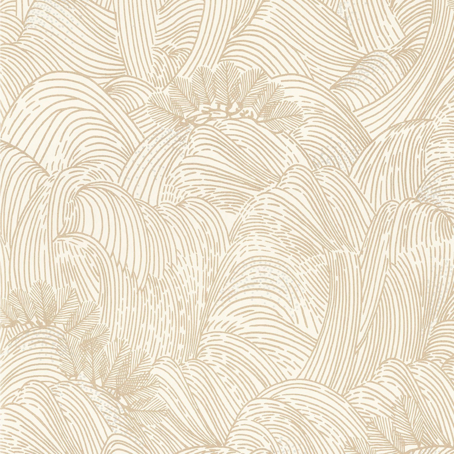 Structural wallpaper with an abstract wave pattern MARÉE HAUTE - WHITE/GOLD white with gold