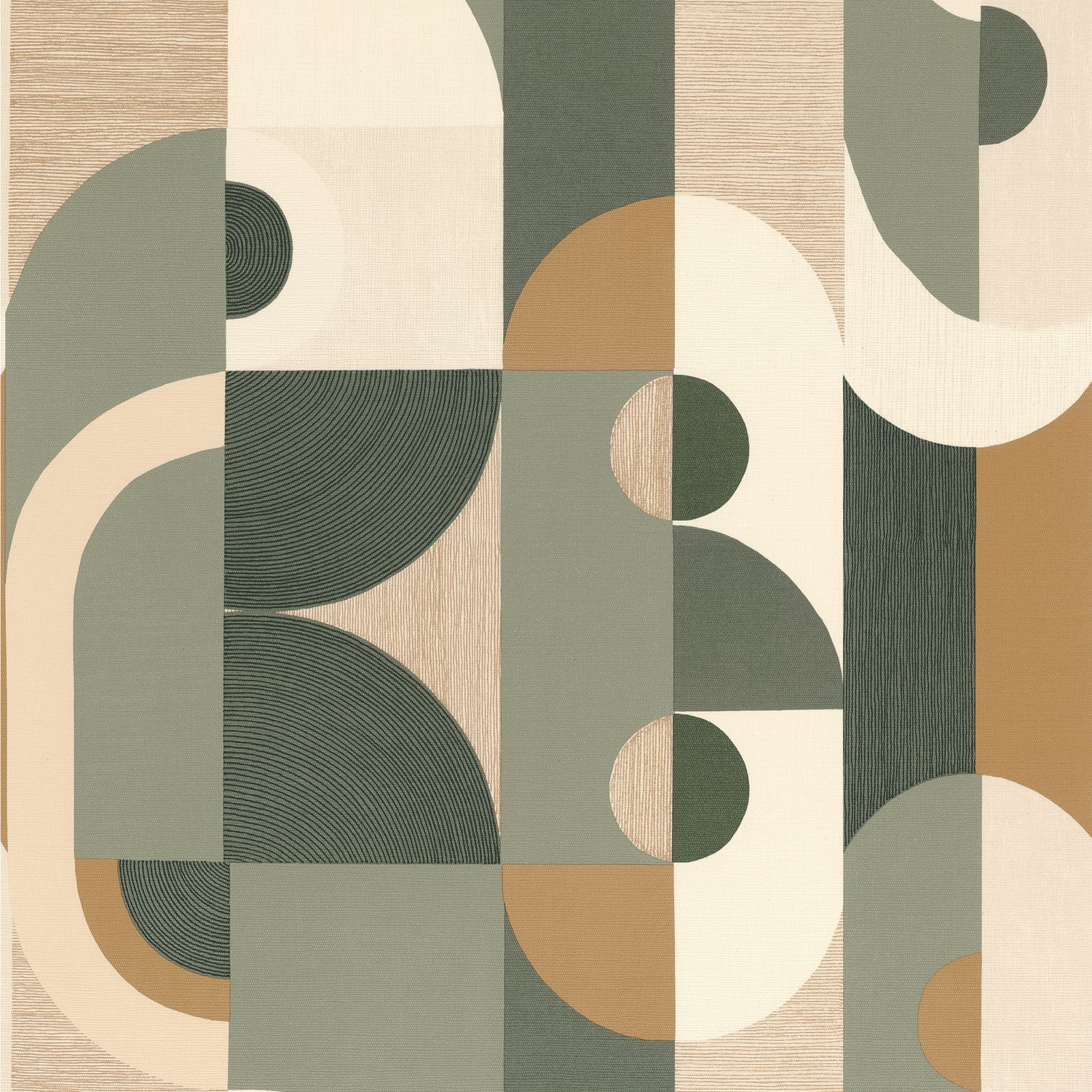 VASSILY Green and Beige Geometric Patterned Structural Wallpaper