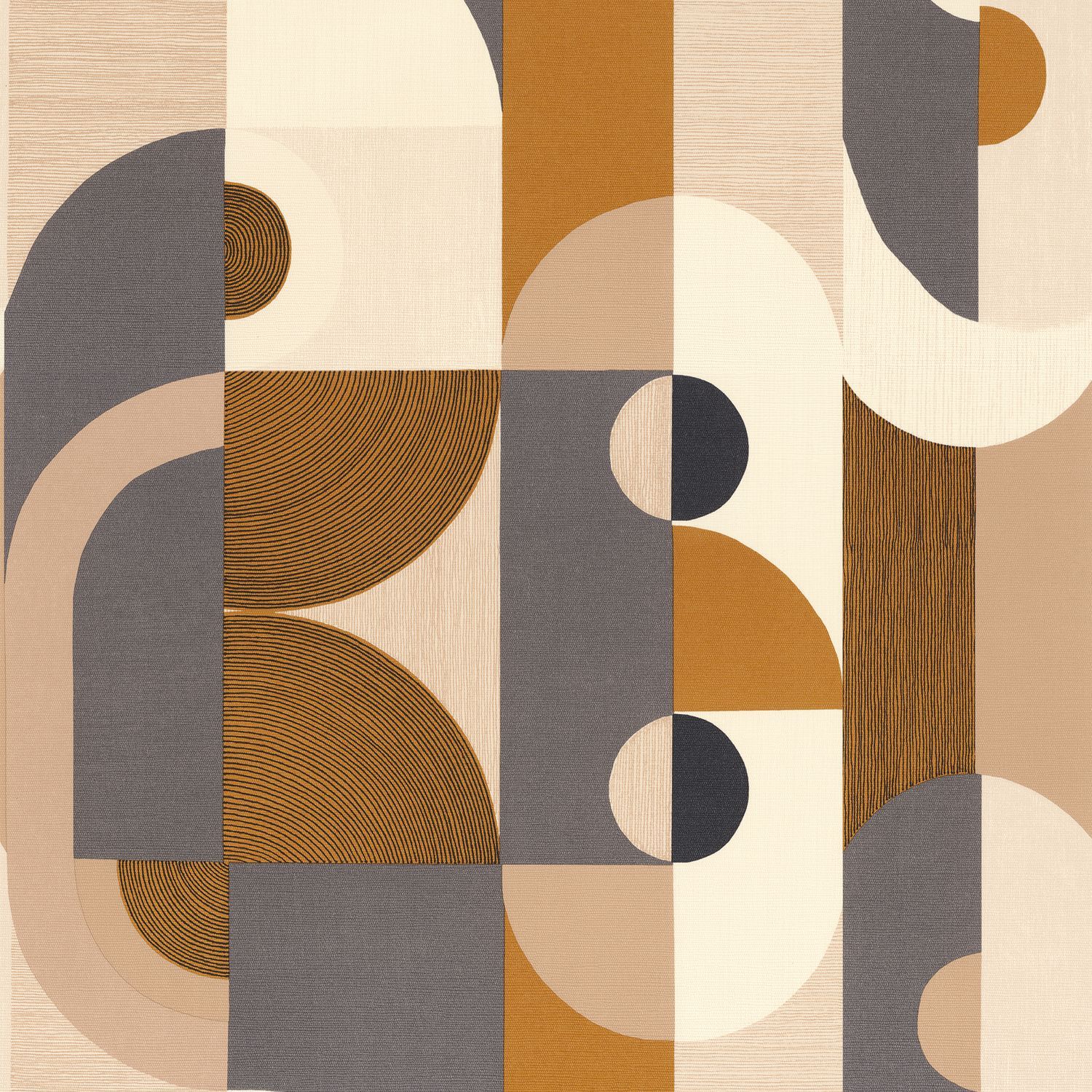 VASSILY Gray and Brown Geometric Patterned Structural Wallpaper