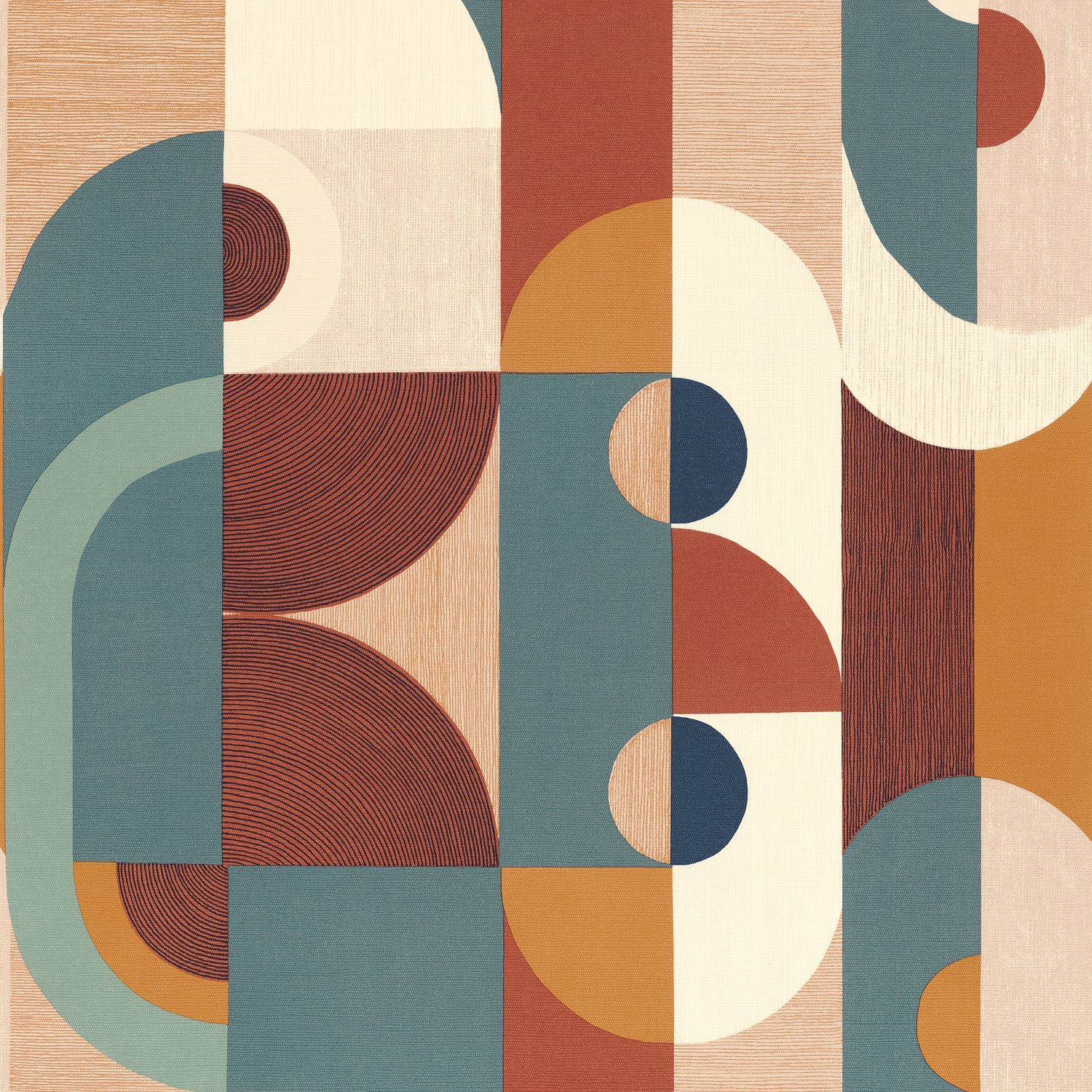 Structural wallpaper with a geometric pattern VASSILY red with blue