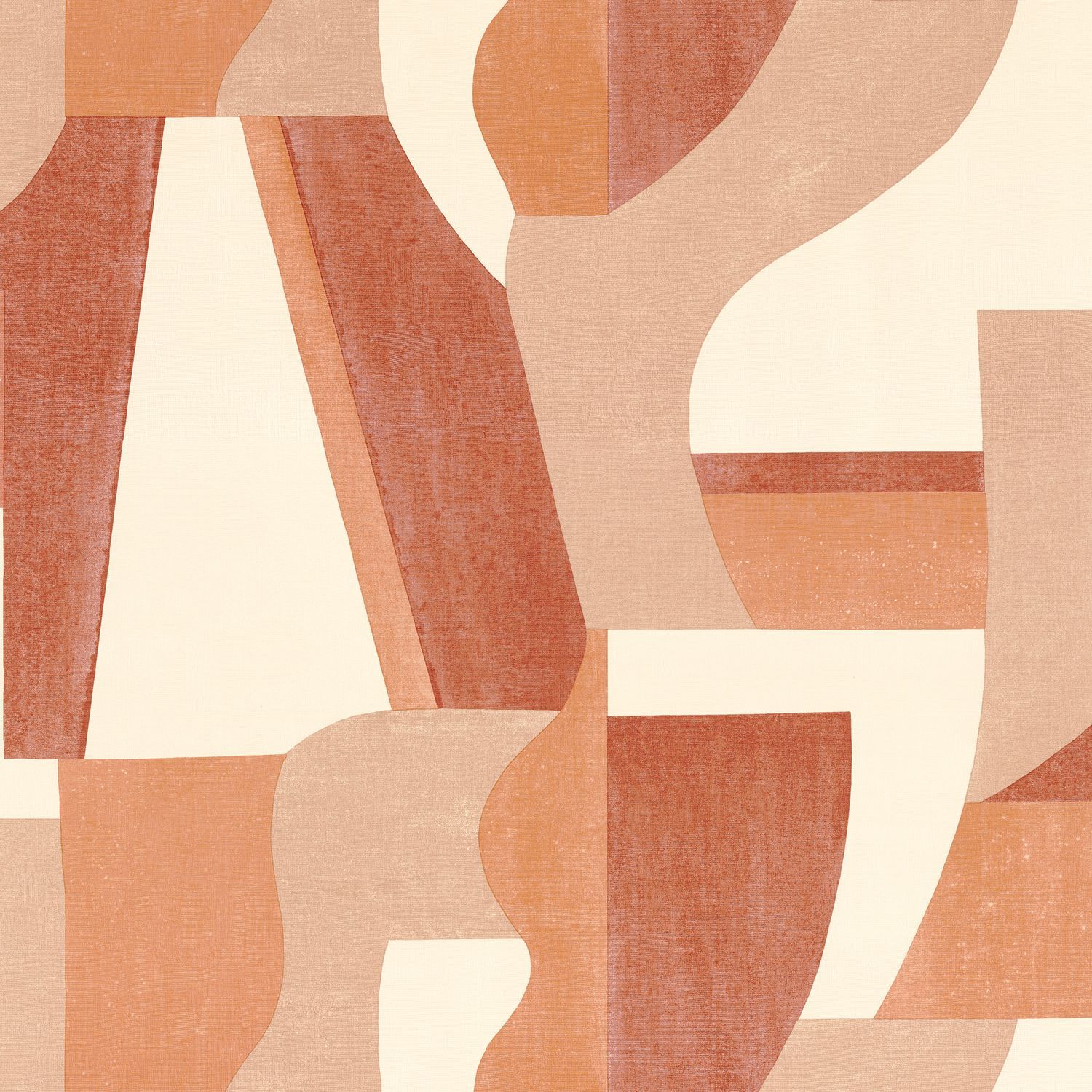 Structural wallpaper with a geometric pattern GINO - TERRE DE SIENNE orange with pink
