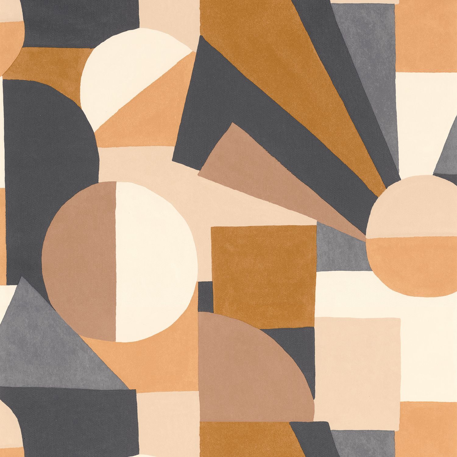 Sonia Geometric Pattern Textured Wallpaper - Anthracite/Gold