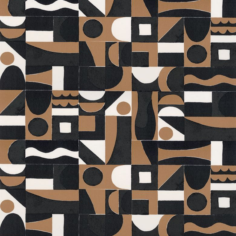 Strukturtapete mit geometrischem Muster GOURNA - NOIR/MORDORE schwarz mit braun