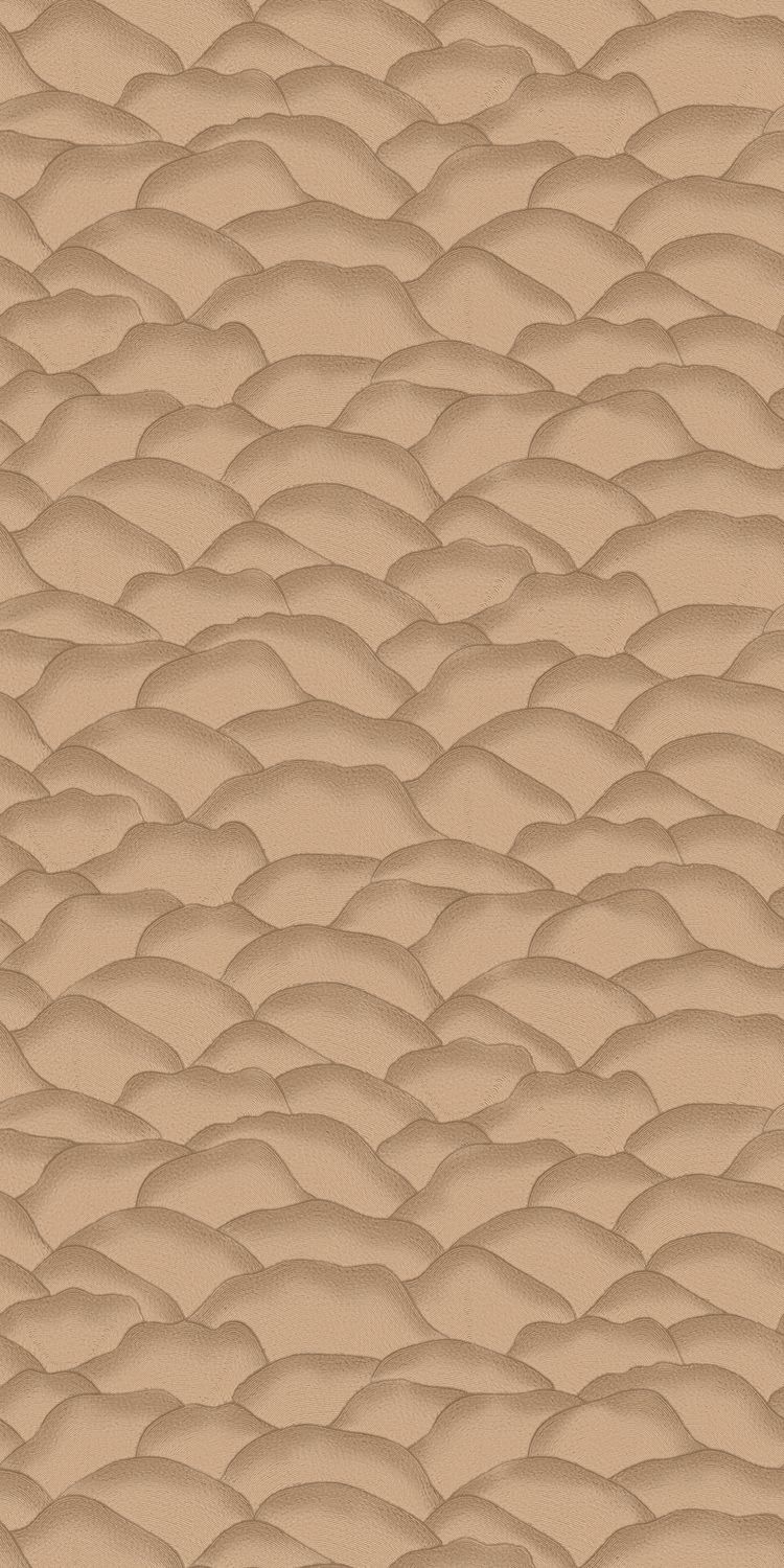Structural wallpaper imitating fabric with an abstract wave pattern ONDULA light brown
