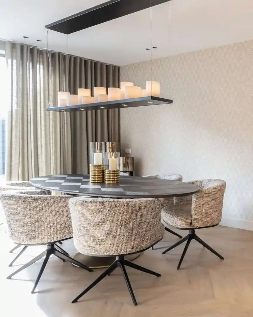 Ovaler Tisch LUXOR braun mit goldenem Fuß