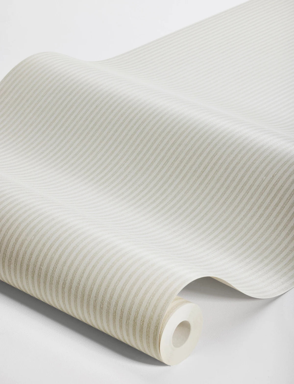 Strukturierte Tapete, die gestreiften Leinen imitiert, POLKA STRIPE grau mit beige