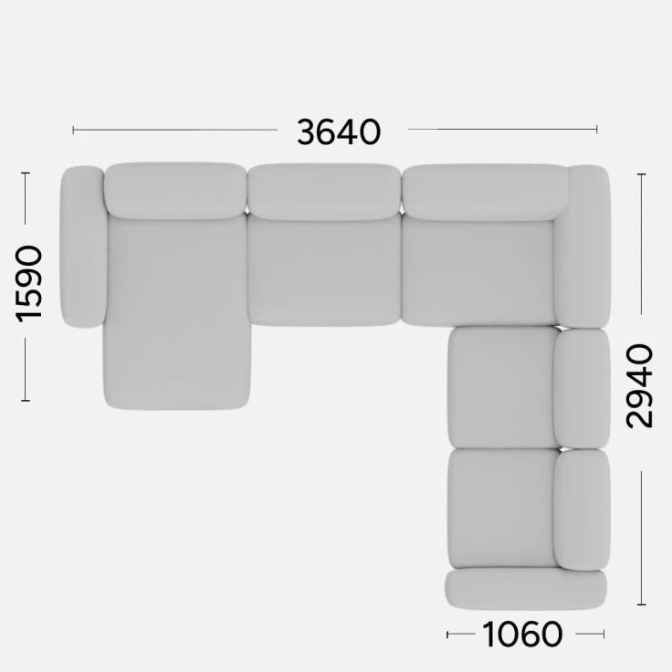 Left-sided corner sofa BABBLE customizable