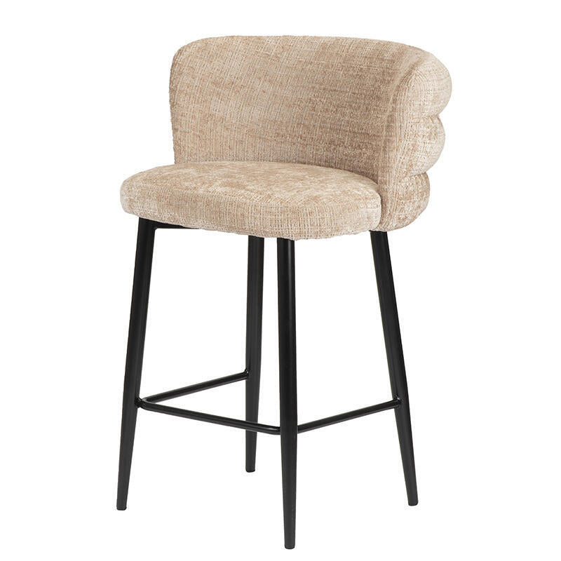 CLOUD Cream Beige Stool with Black Base