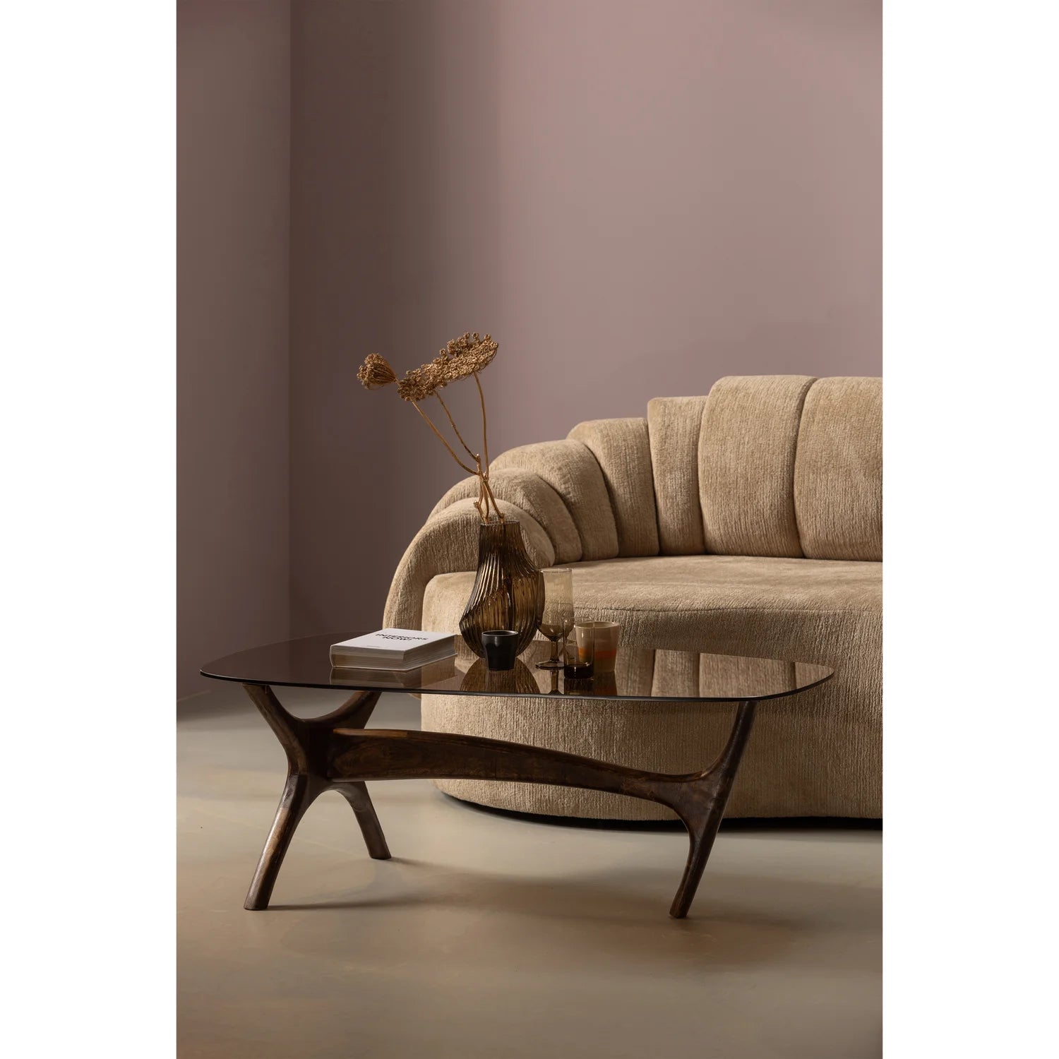 Flash coffee table Dewno mango and glass