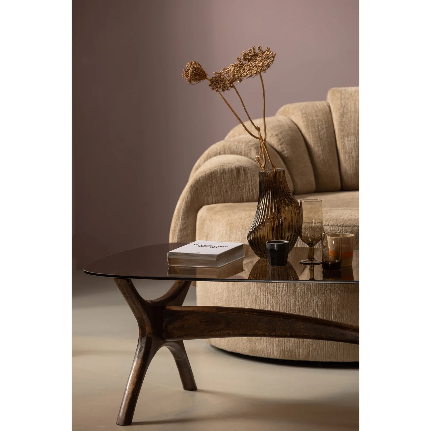 Flash Couchtisch Dewno Mango und Glas