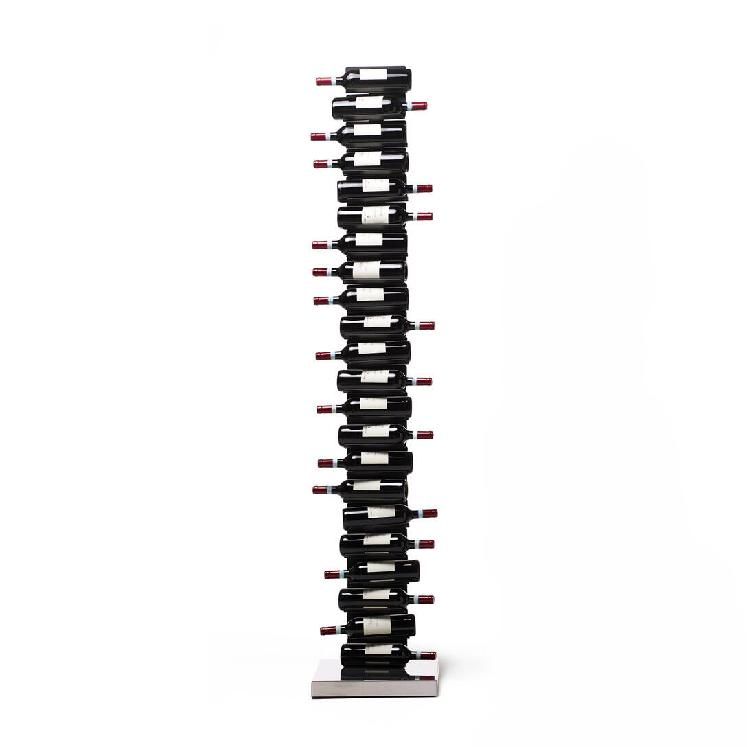 PTOLOMEO VINO wine rack black with a steel base