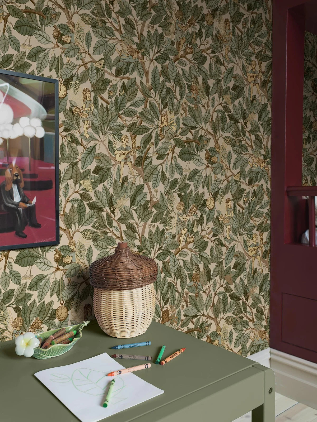 Children's wallpaper with a fairy tale fairy motif FAIRIES green