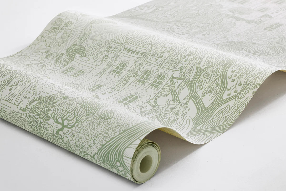 Children's wallpaper with a fairy tale theme KINGDOM OF THE WILLOW green