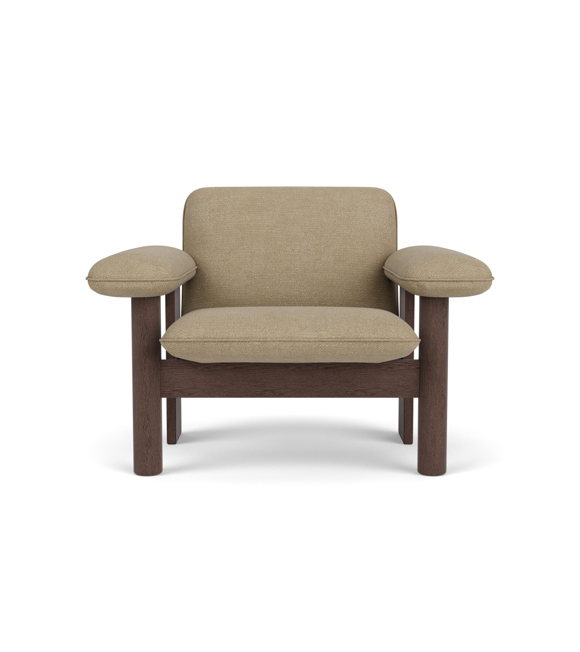BRASILIA Armchair in Beige with Dark Oak Base