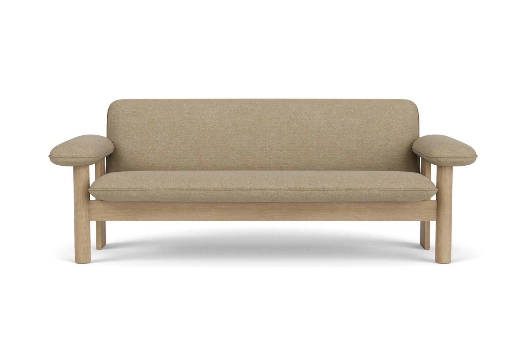 Sofa BRASILIA beige mit Eichenbasis