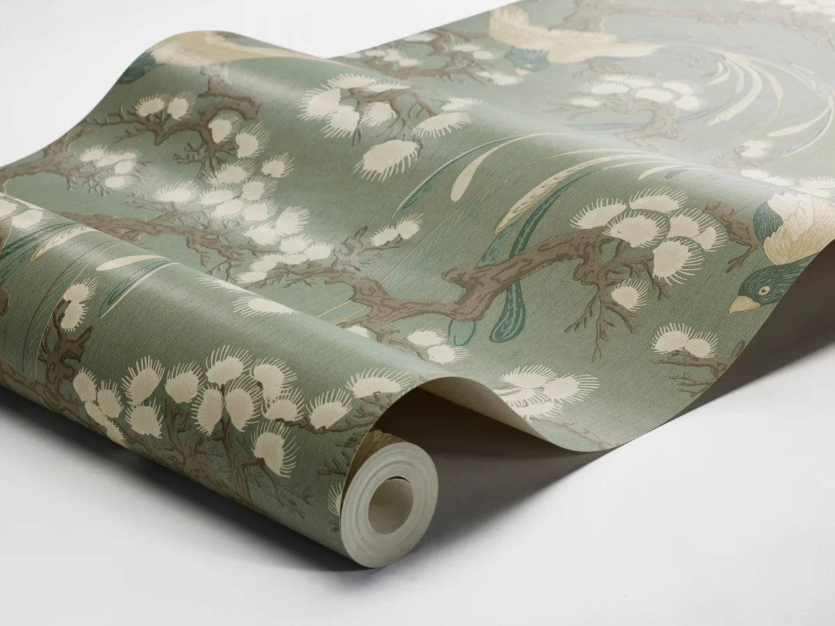 Tapete mit pflanzlichem und tierischem Motiv FENIX grün