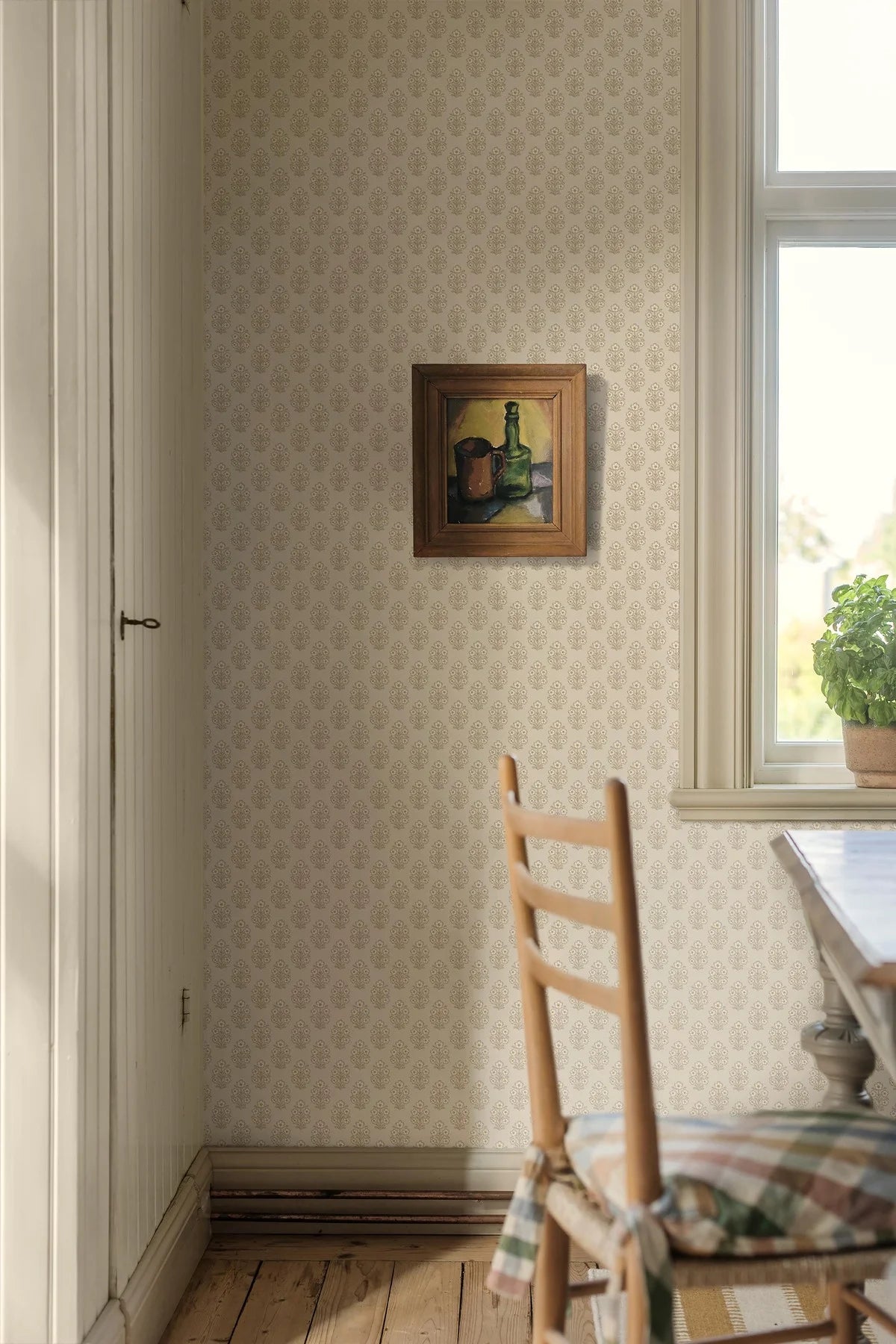 Tapete mit pflanzlichem Blumenmotiv SIBYLLA cremefarben mit beige