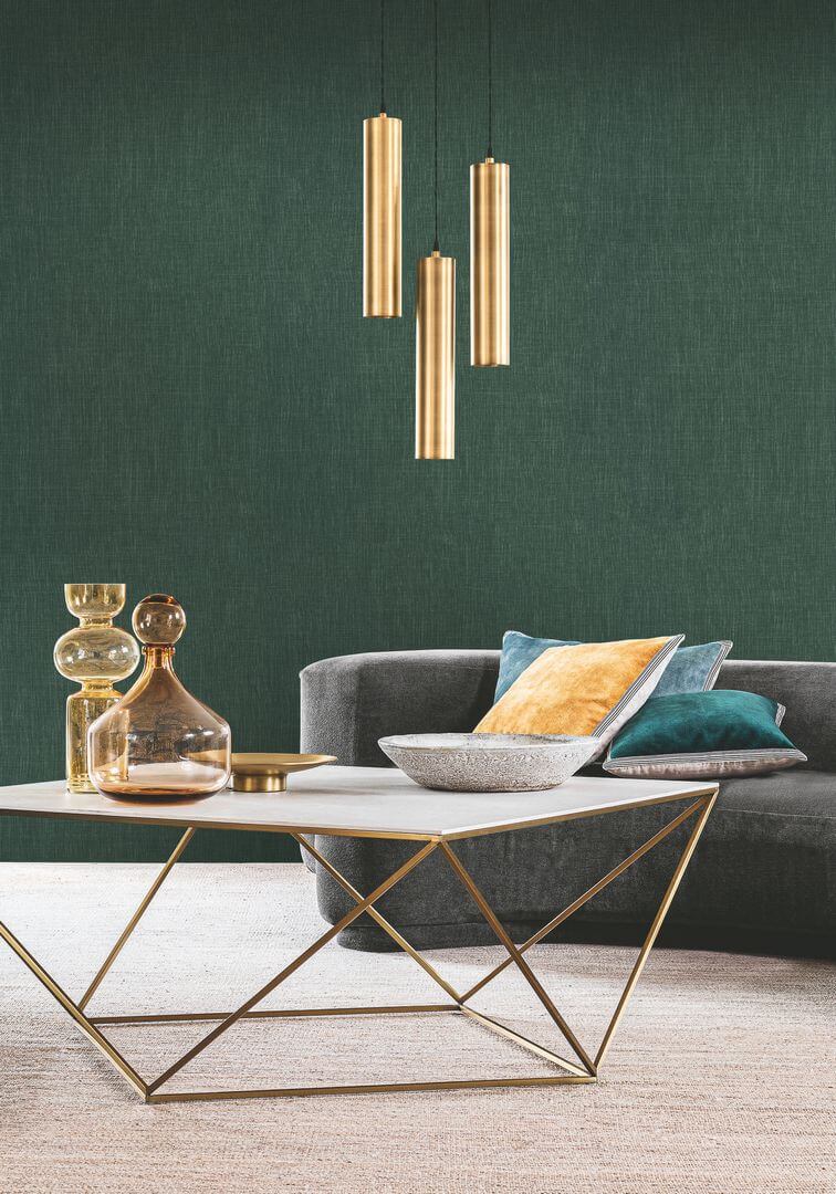 Structural wallpaper imitating linen canvas SHINOK - MATCHA matcha