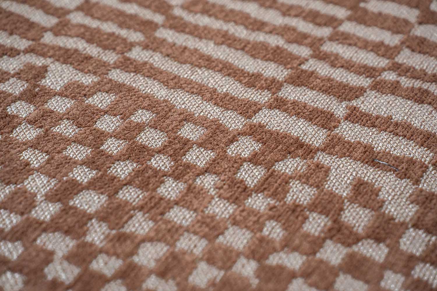 Oval Berber Ksar Rug in Brown with Beige