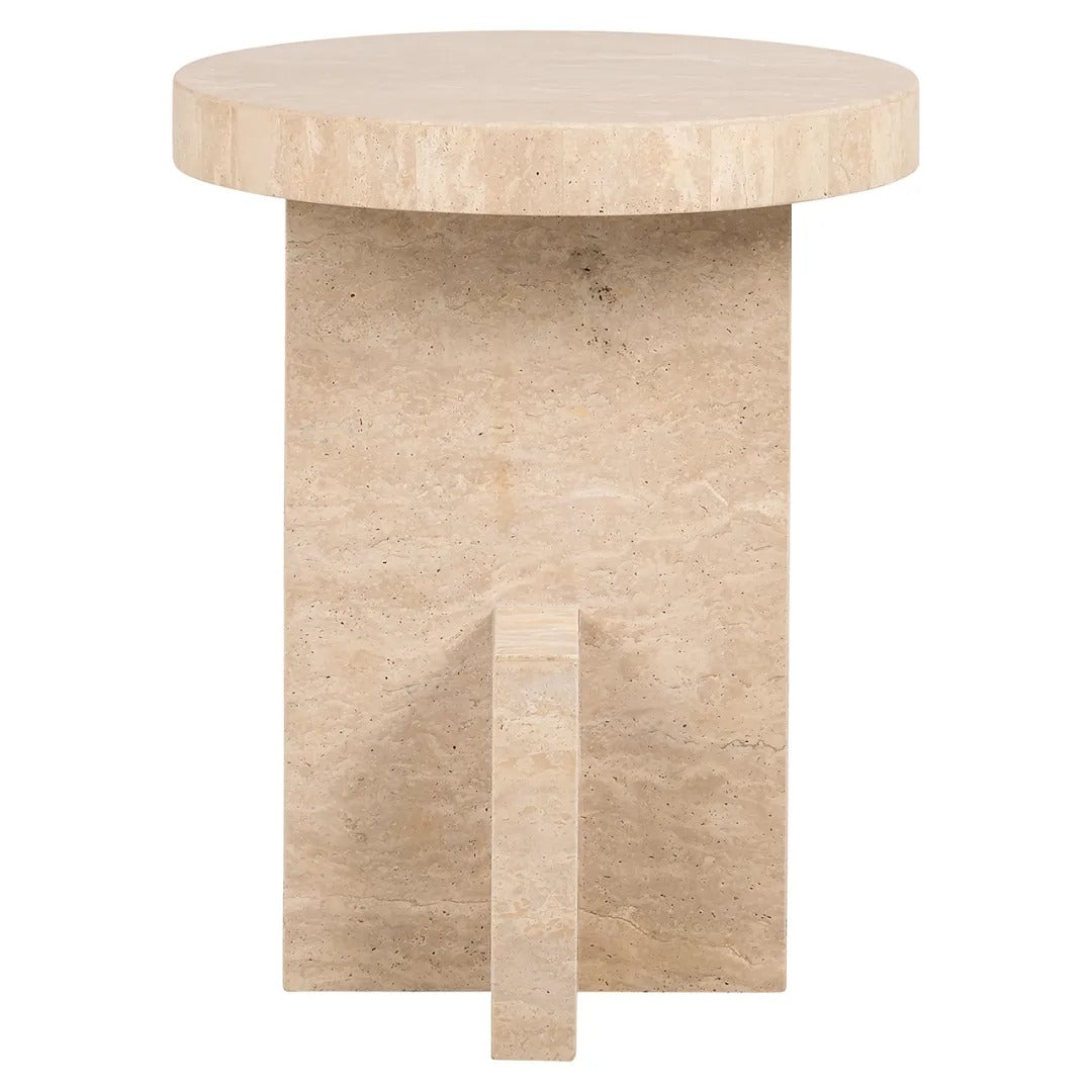 BILTMORE Beige Travertine Side Table